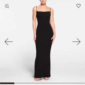 SKIMS Black Long Slip Dress